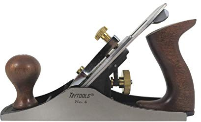 Taytools 469614 Smoothing Bench Hand Plane #4, 9-3/4 Inch Sole, Ductile Cast Body, Lapped Sides and Bottom, Blade RHC 55-60, Sapele Handle and Tote
