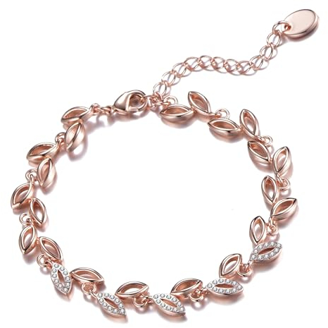 Philip Jones Rose Gold Plated Leaf Bracelet Created With Crystals From Zircondia®
