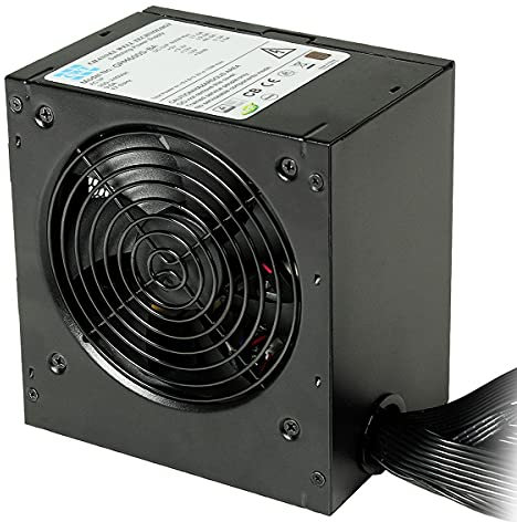 JUSTOP Fortitude 600W 80 Plus Power Supply Unit, Real Power Output, ATX PSU, 120MM Quiet Fan, Active PFC Protection, SLI/Crossfire Ready (600W)
