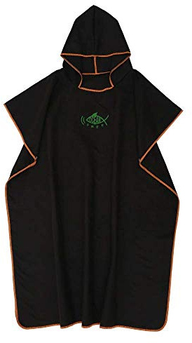 Keyohome Poncho Surf Microfibra con Cappuccio Adulti Tessuto ad Asciugatura Rapida per Donna e Uomo (nero)