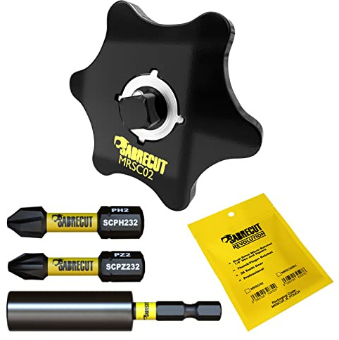 SabreCut 4 Piece MRSC02K1 DualDrive Square Drive Thumb Mini Micro Ratchet 1/4 Professional 36 Tooth Gear Finger Ratchet with 32mm PH2 PZ2 and 60mm Magnetic Impact Bit Holder