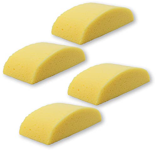 Brestol FAHRZEUGSCHWAMM 4er Set - Autoschwamm Lackschwamm Motorradschwamm Fahrradschwamm weich gelb je 200 ml Fassungsvermögen 20 x 8,5 x 5,5 cm
