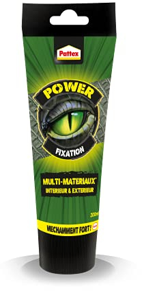 Pattex Crocodile Power - Colle Fixation Multi-Matériaux Intérieur & Extérieur (tube de 200 ml) – Colle forte tout usage – Colle blanche résistante sans solvant ni odeur