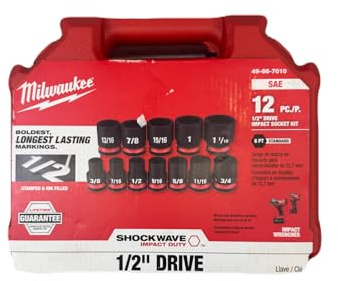 Milwaukee Electric - 12PC IMP Duty 1/2DR SAE STD 6-PT Socket Set
