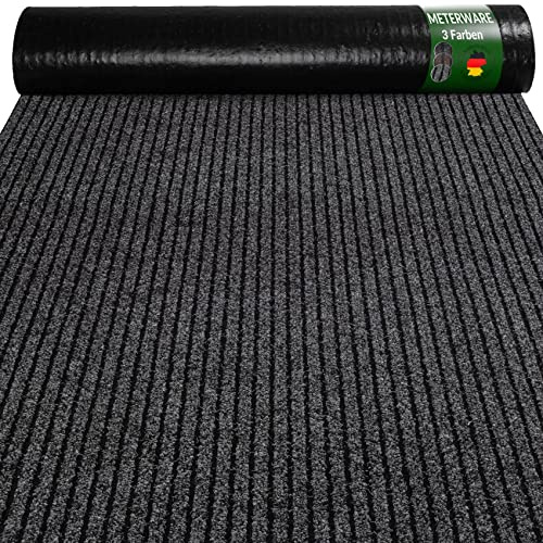 ANRO Felpudo atrapa la suciedad, alfombra para pasillo, por metros, interior y exterior, entrada en rollo, color negro, 280 x 100 cm