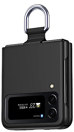 BORYA Coque pour Samsung Galaxy Z Flip4 (Flip 4) 5G, Très Mince Antichoc Premium PC Housse, Pliable Mat Soyeux Anti-Rayures Anti-Chute Élégant Simple Étui avec 360°Anneau, Noir