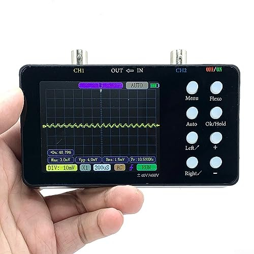 SCO2 Digitales Oszilloskop mit zwei Kanälen, tragbar, klein, mit 50 m Abtastrate, 10 MSa/s, analoge Bandbreite für Haushaltsgeräte/Handys/Autoreparatur
