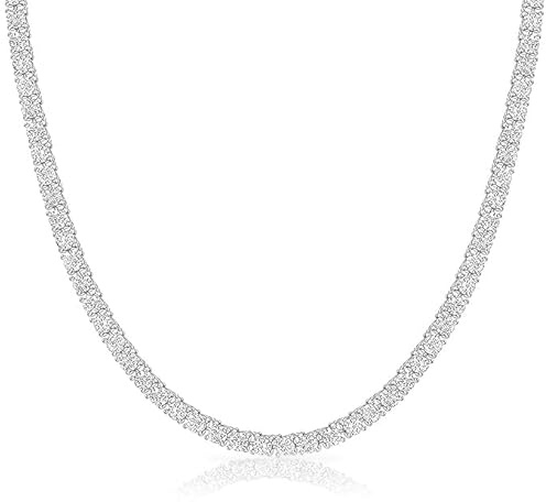 Michooyel Tennis Halsband Herr, Tennis Kedja Dam, Iced Out Chain Diamond Zirconia Choker Silver Tennis Chain Halsband (Gyllene, Silvery)