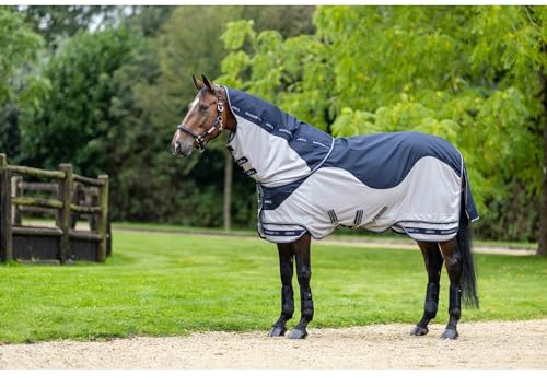 LeMieux Arika Shower-Tek Fly Rug - Waterproof Topline Hybrid Turnout Rug - UV Protection - Navy - 6ft9ins