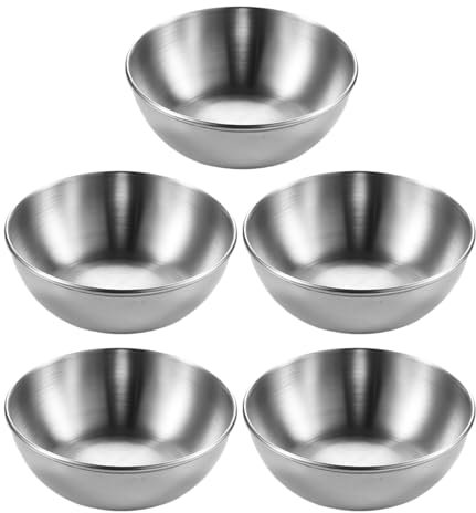 HDGSAFD Juego de 5 cuencos para salsas de acero inoxidable, cuencos pequeños para salsas