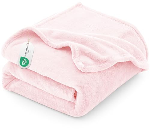 CozyLux Coperta Pile 130x150 cm, Plaid Divano Singolo in Flanella 260GSM per Donne, Regali di Compleanno per Mamma Lei, Decorazione per la Casa, OEKO-TEX 100, 130x150, Rosa chiaro