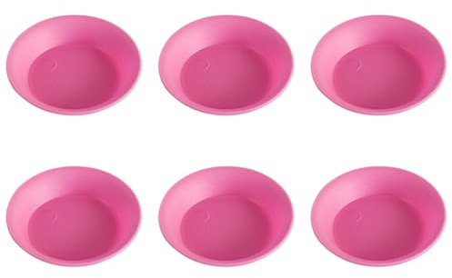 Aoktorkit Lot de 6 petites soucoupes rondes en plastique de 14,9 cm pour pot de fleurs intérieur et extérieur, rose