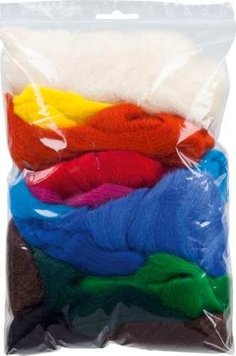Knorr prandell 212506300 Märchenwolle (Mix zum Nass- und Trockenfilzen geeignet, 100 g, in 12 Farben, 100% Deutsche Schafwolle)