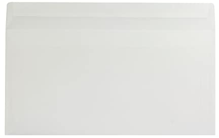500 Stück, Transparente Briefumschläge, DIN Lang, Haftklebung mit Abziehstreifen, Gerade Klappe, Offset, Ohne Fenster, Weiß (Transparent-Weiß), Blanke Briefhüllen