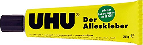 UHU Alleskleber ohne Lösungsmittel/48295 Alutube Inh.35g transparent Flüssigkleber, Tube Synthetischer Kautschuk