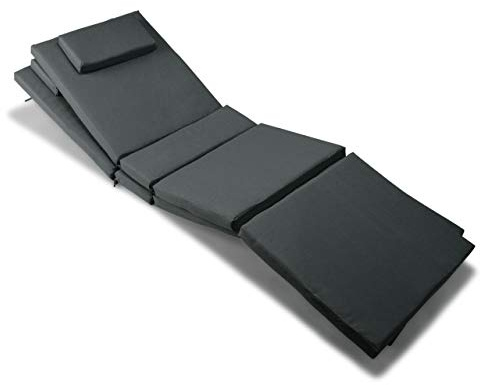 2-er Set Liegen-Auflage Kopfkissen für Sauna Garten Terrasse hochwertig anthrazit