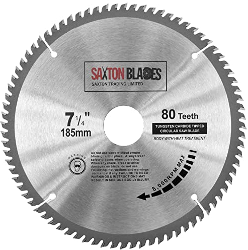 TCT18580T Saxton TCT - Hoja de sierra circular para madera (185 mm x 30 mm x diámetro x 80T) para Bosch Makita Dewalt compatible con sierras de 190 mm