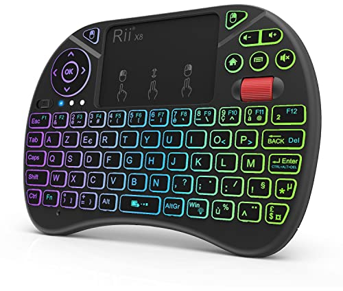 Rii Mini (novità) Tastiera X8 Wireless Francese Ergonomico Senza Fili con Touchpad per Smart TV, Mini PC, HTPC, Console, Computer