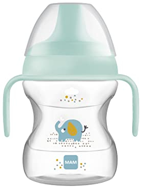 MAM Learn To Drink Cup, Becher mit abnehmbaren Griffen und Ausgießer, ab 6 Monaten, 190 ml, Blau