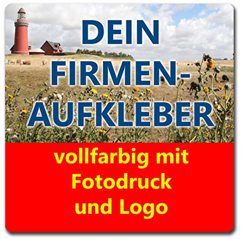 10 Stück Aufkleber ECKIG 20x20 cm Firmenaufkleber von Ihrer Datei mit Logo Firmenlogo