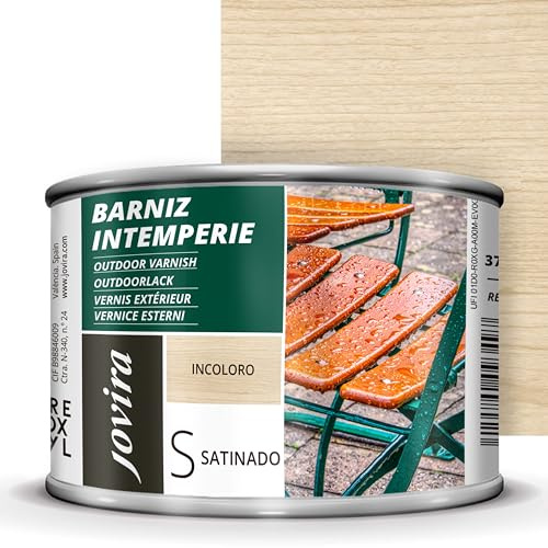 JOVIRA PINTURAS Vernice esterni. Decorare e abbellire tutti i tipi di legno per esterni, tavoli, sedie, mobili, barche e terrazze. (375 Millilitri, Satinato)