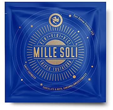 MilleSoli Caffè Espresso – ESE Pads 50 stycken vardera 7 g – kaffekuddar – traditionell trippelrostning för hand – perfekt kräm och särskilt syrafattig