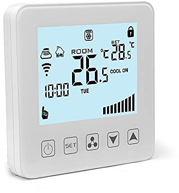 aixi-SHS Smart WiFi Termostato Aria Condizionata Termostato Fan Coil per Raffreddamento Riscaldamento LED Touch Screen Controllo della Temperatura, Compatibile con Alexa, Smart Life APP