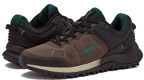 Avia Ultra Men’s Trail Running Shoes, Lightweight Breathable Mesh Sneakers for Men - Brown/Black/Green, 13 Medium
