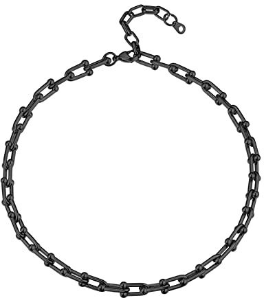 GoldChic Jewelry Girocollo a Catena a Ferro Di Cavallo Da Donna, Collana a Catena a Forma Di u Nera, Collana Alla Moda u-Link Da 6 Mm, Regali Di Gioielli Per Donne, Ragazze e Adolescenti