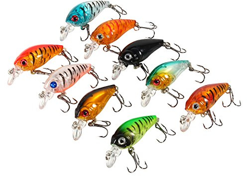 Nimomo Plantillas de Pesca para lubina, Cebo Artificial, 9 Unidades/Bolsa, anzuelos de Pesca, 4,5 cm/4g, Aparejos de Cebo de manivela pequeños y gordos para Agua Dulce y Salada