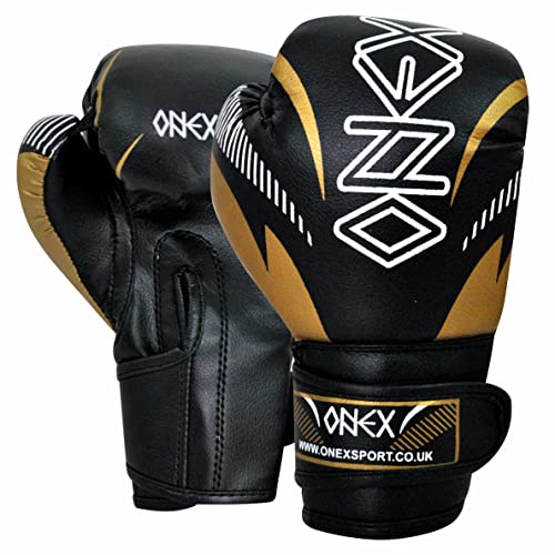 Kids Boxing Gloves 2023, MMA Training Sparring Maya Hide Leather Muay Thai Kickboxing Men Women Junior Heavy Punching Boxing Bag Mitts Focus Pads Workout Ventilated Palm Multi Layered (Gold, 4 Oz)