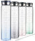 Cleesmil 1 litre Glass Water Bottle with Straw & Motivational Time Markings BPA Free Glass Drinking Bottle 1l with Neoprene Sleeve (Gradient Blue)