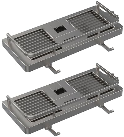 GOOPOOL Duschablage ohne Bohren Duschregal-Aufbewahrungsregal Aufhängen Dusche Regale Halterungen Passend für [18mm-25mm] Schiene Duschablage für Stange mit Großer Kapazität Kunststoff 2 Stück Grau