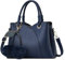 SODOLLEE Damen Handtasche Elegant Henkeltaschen Pompon Umhängetasche PU Leder Mehrere Taschen Schultertasche für Reisen Arbeiten Shopper Blu A