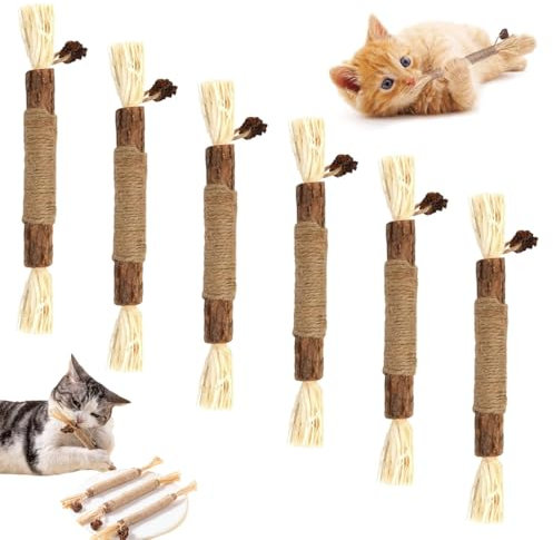 Aililong Katzenminze Sticks - 6er Set Katzenminze Stick, Natürliches Katzenspielzeug, Zur Zahnreinigung, Interaktive Katzensticks, Perfekte Zahnpflege, Für Glückliche Katzen