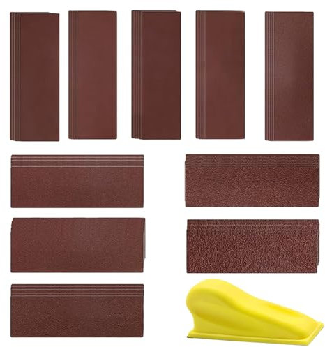 50 Piezas Papel de Lija al Agua, Bloque de Lijado a Mano, Lijado y Pulido de Papel de Arena, Papel de Arena Artesanal para Carpintería, 120/180/240/320/400/800/1000/1200/1500/2000 Partículas