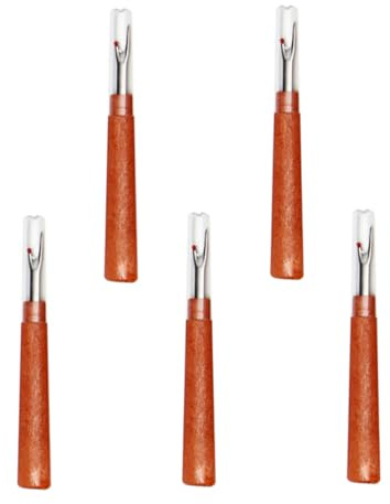 FONDOTIN Descosedor de Costura de 5 Piezas Mango Cómodo, Herramienta Auxiliar de Costura de Metal y Madera para Abrir Puntadas y Bordados