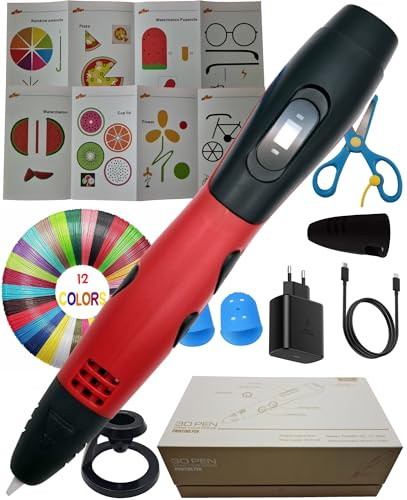 CAELLUMA Bolígrafo 3D para Niños con 12 Colores PLA · Sin Pantallas ni Apps · Ideal para Regalar · Seguro, Fácil de Usar y Creativo · Incluye Accesorios y Manual en Español (Rojo)
