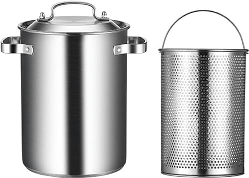 TBLOTYD 304 Stainless Steel Asparagus Pot, Asparagus Vegetable Steamer with Strainer Basket & Lid, Pasta Cooker French Fry Pot Stock Pot Seafood Boil Pot