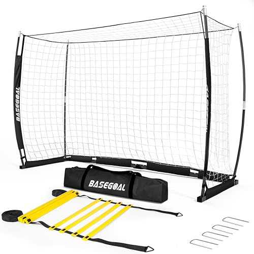 BaseGoal Portería de Futbol para Jardín 243x182cm con Escalera de Agilidad