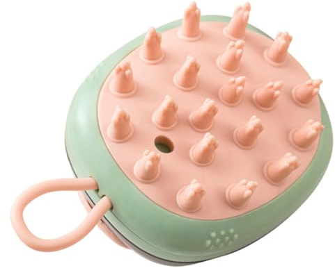 Hoement Cepillo Masajeador de Cuero Cabelludo de Silicona Cepillo para Lavado y Masaje Champú Tamaño Mediano Color Verde Claro para Adultos y Adecuado para Ducha y Cuidado