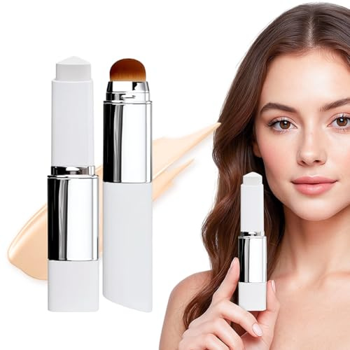 Fond de Teint 2 en 1 Avec Pinceau Intégré, 2026 Nouveau Long Tenue Résistant à L'Eau, Fond de Teint Couvrant Imperfections, Color Changing Foundation Stick Convient à Tous Les Types Peau (02#Naturel)