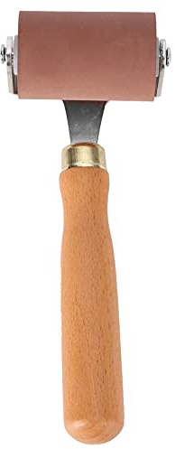SIXRUN Rullo Artigianale in Gomma Brayer con Manico in Legno Composito 15 Cm 10 Cm 5 Rullo per Inchiostrazione Liscio per Incisioni per Timbratura Scrapbooking Carta Artigianato Artisti (Gomma +