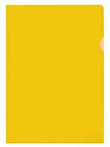 Kangaro PP-Kunstoff Aktenhülle / Plastikhülle DIN A4 genarbt Transparent Gelb extra stark (120 µ), 31x21.6x0.4