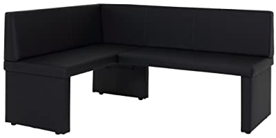Eckbank Taina REB, Kunstleder Schwarz, Gestell aus Holz, langer Schenkel rechts, 128 x168 x 84cm
