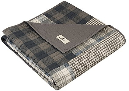 Woolrich Luxury Quilted Throw - Cabin Lifestyle, Patchwork with Moose Design All Season, Lightweight and Breathable Cozy Bedding Layer Throws for Couch Sofa, 50 W x 70 L, Winter Hills Taupe