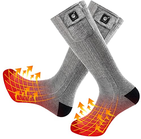 Upgraded Rechargeable Electric Heated Socks,7.4V 2200mAh Battery Powered Cold Weather Heat Socks for Men Women,Outdoor Riding Camping Hiking Motorcycle Skiing Warm Winter Socks (L)