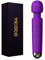 YICOCO Masajeador Eléctrica Recargable Wand Massager, 25 Modos de Frecuencia, Silicona Suave, Impermeable, Carga USB (Purple)