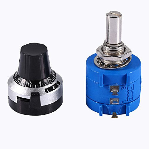 10K Ohm 3590S-2-103L Potenziometro Rotativo di Precisione a Filo Avvolto Potenziometro Resistore Regolabile con Pot 10 Giri + Manopola