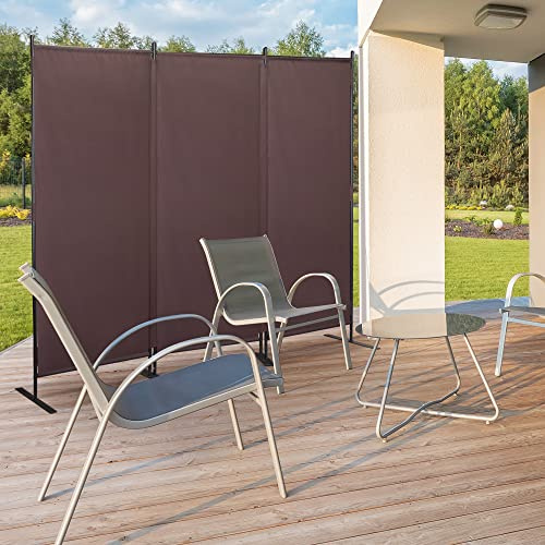 Room Divider Panel 6Ft Privacy Screen Wall Divider JAXPETY Folding Portable Partition Wall 88 W x 73 H Dividers for Room Separation Indoor, Brown